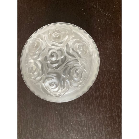 Clear Glass Lidded Bowl Dish 4” W, 3” T Incl Lid Frosted & Clear Trinket Box NEW - Picture 7 of 8